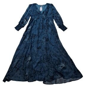 Elegant Blue Floral Maxi Dress